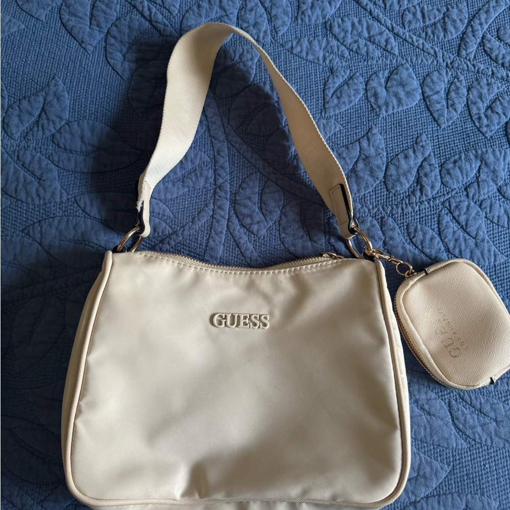 Guess Cream Shoulder Bag with Mini Pouch